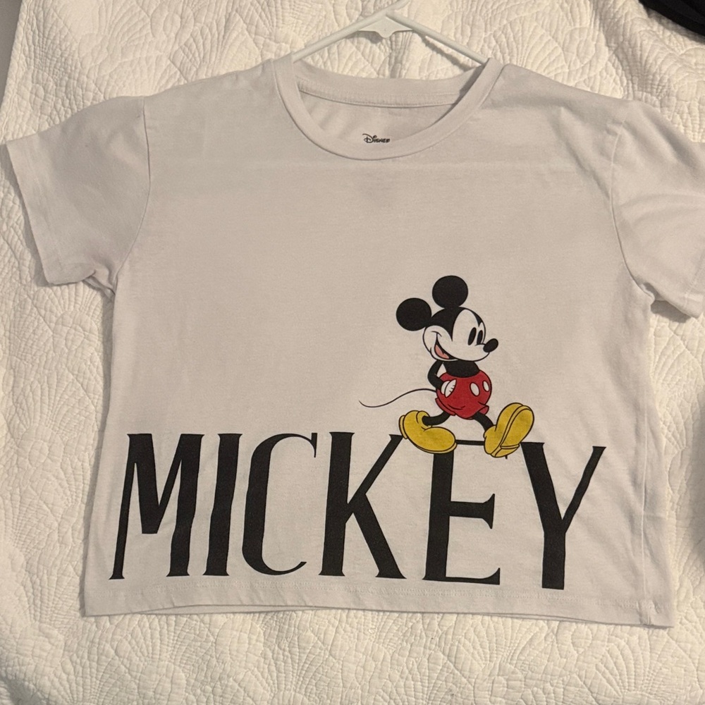Disney Mickey Mouse White Box Cut Cropped Tshirt